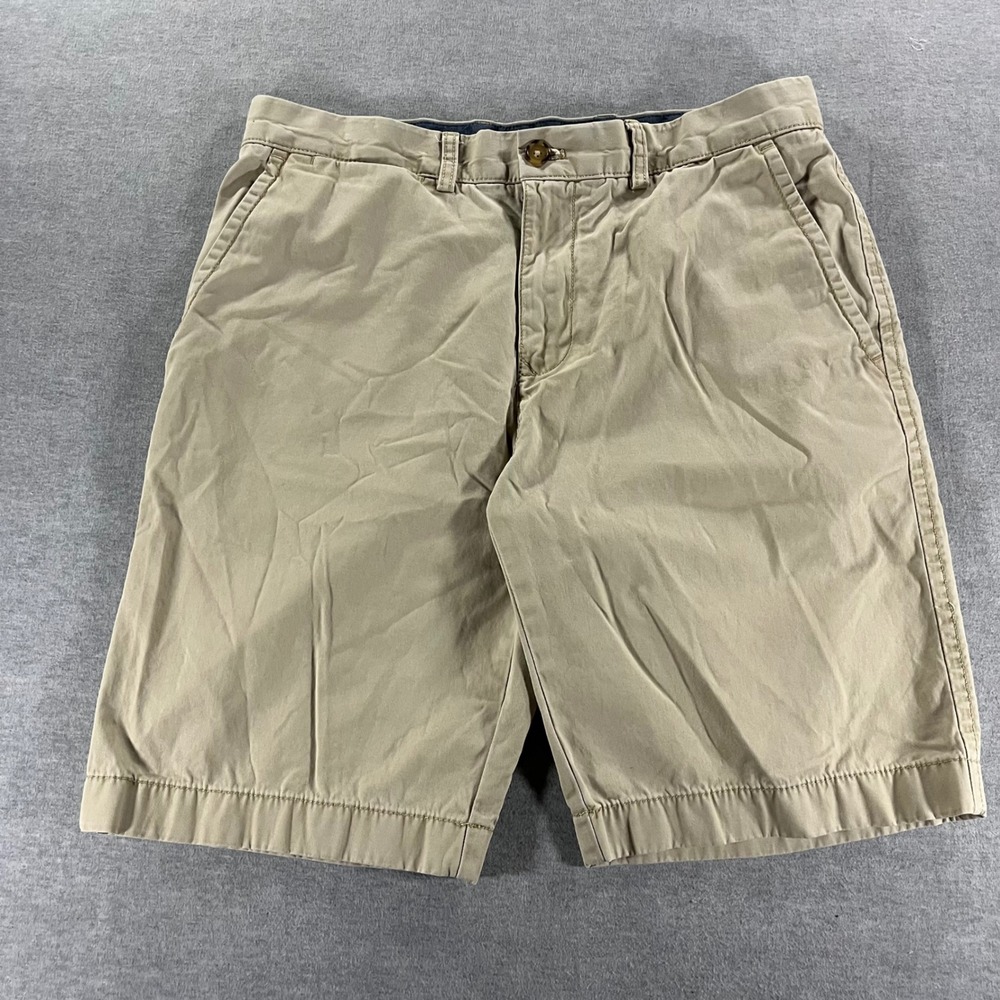 Tommy Hilfiger Mens Size 32 Tan Khaki Chino Shorts Flat Front Cotton Twill